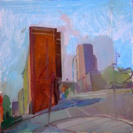 Timothy King: 'Street Corner Elgin Tower', 2005 Oil Painting, Abstract Landscape. 
