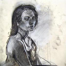 Timothy King: 'Suzanne Portrait study', 2005 Charcoal Drawing, Portrait. 
