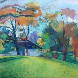 Timothy King: 'Wing Park Band Shell in Autumn', 2008 Pastel, Abstract Landscape. 