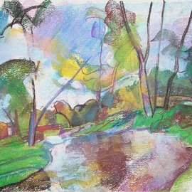 Timothy King: 'Wing Park Creek 3', 2008 Pastel, Abstract Landscape. 