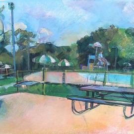 Timothy King: 'Wing Park Swimming Pool', 2007 Pastel, Abstract Landscape. 