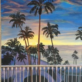 Sowjanya Tirunagari: 'Sunrise in Mexico', 2018 Acrylic Painting, nature. Artist Description: I can never get bored looking at the Nature This painting is inspired from a photograph that my cousin sent me from a resort in Mexico. I love the peaceful sunrises. ...