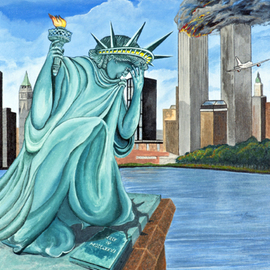 Robert Tittle: 'PERILS OF LIBERTY   ', 2004 Acrylic Painting, War. Artist Description:  Acrylic Paintings/ Liberty/ Art by Tittle/New York/ World conflict/ Statue of Liberty/     ...