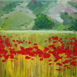 Tiziana Fejzullaj Artwork Poppies, 2015 Oil Painting, Impressionism