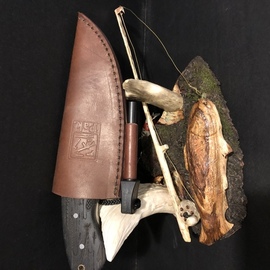 Tony Maez: 'good day of fishing', 2019 Wood Sculpture, Animals. Artist Description: This piece is made from choke cherry wood it has a day of fishing all on one piece. Very nice detail great knife to accent this piece. ...