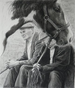 Artist: Tomas Omaoldomhnaigh - Title: Old Pals Spancillhill, Co Clare - Medium: Charcoal Drawing - Year: 2010