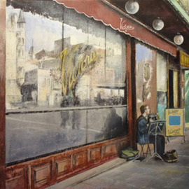 Tomas Castano: 'Cafe Victoria Leon', 2007 Oil Painting, Architecture. 