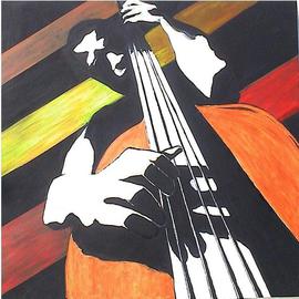 Todd Horne: 'Bassicaly Blue', 2005 Acrylic Painting, Representational. Artist Description: Jazz Bass Musician playing the blues. ...