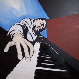 Todd Horne: 'Feeling Blue', 2004 Acrylic Painting, Representational. Artist Description: Jazz piano musician playing the blues. ...
