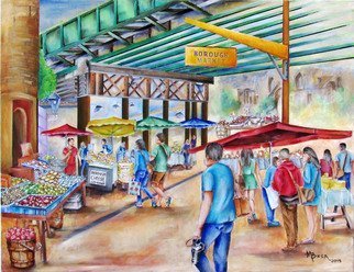 Miriam Besa: 'borough market london', 2019 Oil Painting, Travel. Borough Market is a wholesale and retail food market in Southwark, London, England. It is one of the largest and oldest food markets in London, with a market on the site dating back to at least the 12th century. The market mainly sells specialty foods to the general public.It ...