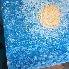 Ercan Toprak: 'close touch', 2020 Acrylic Painting, Sky. Artist Description: Sun is big inspiration for us. Doesn t matters where on is. . .  sea or sky. . . Spatula is my tool in this painting. ...