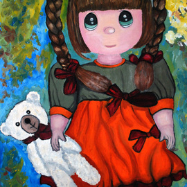 Rosie And White Teddy original oil paintings By Duta Razvan