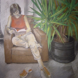 Antonio Trigo: 'Lena on the barn', 2003 Pastel, People. 