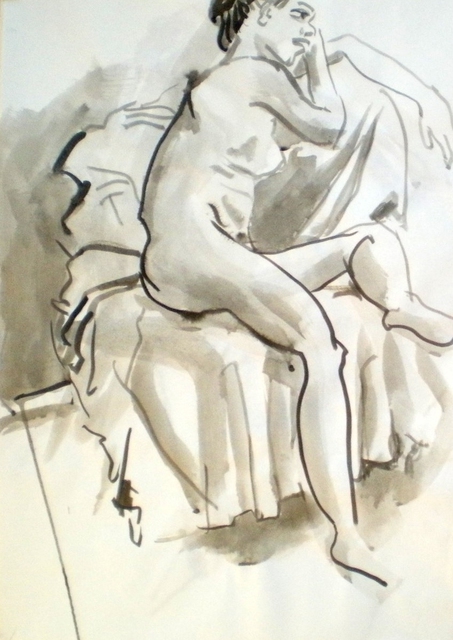 Artist Antonio Trigo. 'Nude On The Sofa' Artwork Image, Created in 2011, Original Pastel. #art #artist