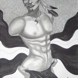 Troy Whitethorne: 'Troy Whitethorne Art American Warrior 2008', 2008 Mixed Media, nudes. Artist Description:  American warrior, Todays Native warrior.  ...