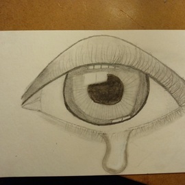 Lahoma Grant: 'emotional', 2022 Pencil Drawing, Body. Artist Description: Crying realistic eye drawn with pencil using emotions as first thought it s my favorite and first drawn eye that looks pretty real with tears.  Only one eye not two ...