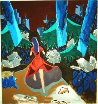 Tim Tero: 'flight of evangeline', 2003 Oil Painting, Abstract Landscape.  my feeling of wanting to be in the city and nature at the same time. contradictary?  yes, i'm not.  ...