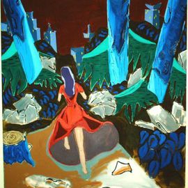 Tim Tero: 'flight of evangeline', 2003 Oil Painting, Abstract Landscape. Artist Description:  my feeling of wanting to be in the city and nature at the same time. contradictary?  yes, i'm not.  ...