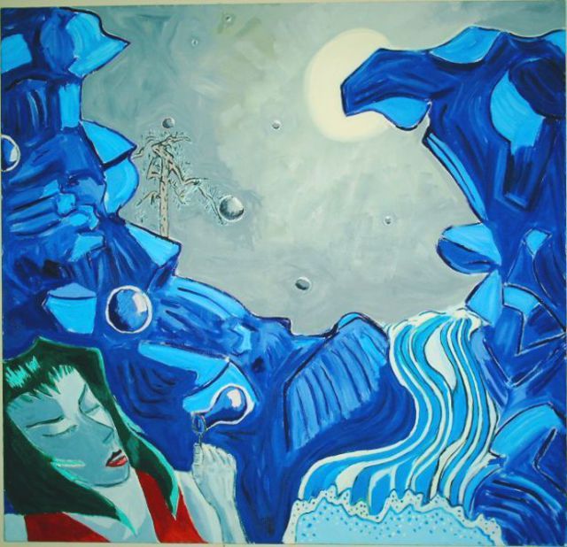 Artist Tim Tero. 'Midnight Waterfall' Artwork Image, Created in 2002, Original Painting Oil. #art #artist