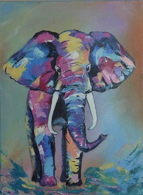 Artist: Natalia Kolesnichenko - Title: colored elefant - Medium: Oil Painting - Year: 2017