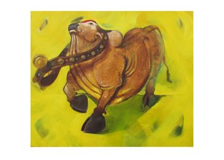 Tushar Jadhav: 'Rhythm', 2016 Acrylic Painting, Animals.   bull  ...