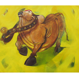 Tushar Jadhav: 'Rhythm', 2016 Acrylic Painting, Animals. Artist Description:   bull  ...