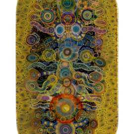 Bruce Riley: 'Chakra Shield', 2013 Mixed Media, Abstract. Artist Description:    Contemporary art, painting, mixed media, psychedelic         Organic. abstract, psychedelic, colorful,  ...