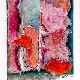 Valda Fitzpatrick: 'abstract design of shapes 2', 2019 Mixed Media, Abstract. Artist Description: I start my designs by making my own paper pulp from dried flowers, grass, Spanish flax, which is specifically designed for paper making , some recycled material adds different one of a kind textures, which I form into hand made paper sheets. The sheets are then adhered on heavy ...