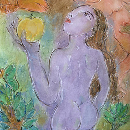 Yevmenenko Valentina: 'A paradise apple', 2010 Oil Painting, Figurative. Artist Description:    Paper, oil, 32o41. 2010   ...