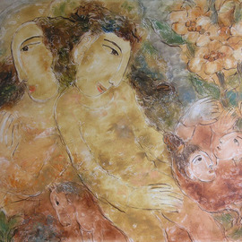 Yevmenenko Valentina: ' On island', 2010 Oil Painting, Figurative. Artist Description:           Paper, oil, 61o84. 2010          ...