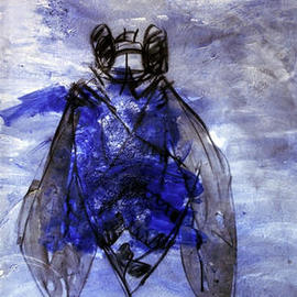 B Van Der Heide: 'Blue Insect', 1997 Mixed Media, Animals. Artist Description: This is a painting in the Insect series. It is painted on canvas with acrylic paint, charcoal and coffee grinds....