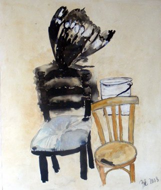 Artist: B Van Der Heide - Title: Chair and Moth - Medium: Acrylic Painting - Year: 2007