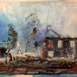 B Van Der Heide: 'Rue dArcourt', 2008 Oil Painting, Cityscape. Artist Description:    Part of the Collapse series executed in Spain during the summer of 2008. The series depict the aftermath of war on cityscapes.  ...