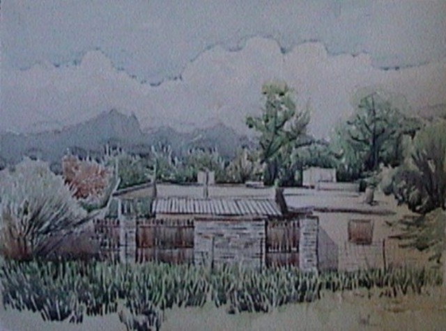 Artist Vani Ghougassian. 'Backyard' Artwork Image, Created in 2002, Original Watercolor. #art #artist