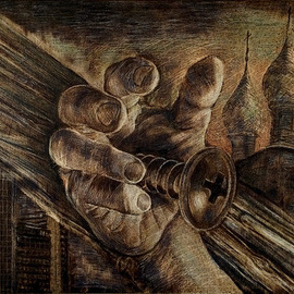 Vanko Tokusha: 'crucifixion', 2021 Other Painting, Other. Artist Description: pyrography, wood burning, encaustics, drawing with fire , plywood, birch panel...