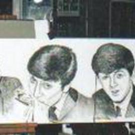 Giovan Beck: 'Beatles', 1999 Charcoal Drawing, Portrait. Artist Description: Charcoal on hard board.Beatles, for >club Faliraki. ...