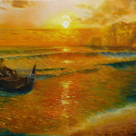 Vasily Zolottsev: 'At coast of Nazareth of Portugal', 2010 Oil Painting, Marine. 