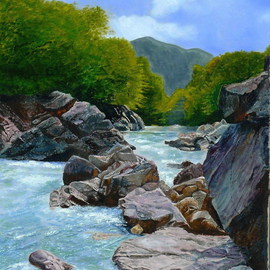 Vasily Zolottsev: 'LagoNaki  The river Tsitsa', 2008 Oil Painting, Mountains. Artist Description: Caucasus in Russia. I can paintan author' s repetition....
