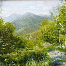 Vasily Zolottsev: 'Mountain track  An etude', 2009 Oil Painting, Mountains. Artist Description:  Caucasus in Russia. ...