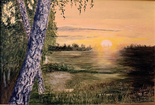 Artist Vasily Zolottsev. 'Sunrise On A Boggy Meadow  An Etude' Artwork Image, Created in 1987, Original Crafts. #art #artist