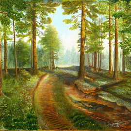 Vasily Zolottsev: 'The wood road', 2003 Oil Painting, nature. Artist Description: The nature of the north of Western Siberia....