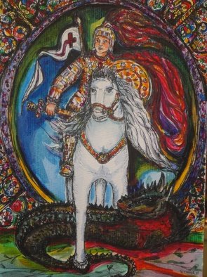 Viviane Bandeira De Melo: 'SAINT GEORGE', 2011 Watercolor, Religious.   WATERCOLOR AND INK     ...
