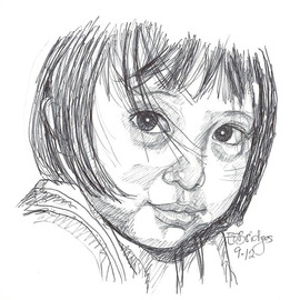Evie O. Bridges: 'Cristina Louisa', 2012 Pen Drawing, Portrait. Artist Description:        Rough Sketch            ...