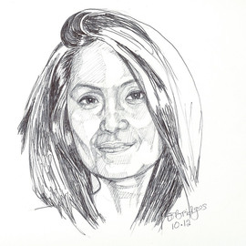 Evie O. Bridges: 'Merlie', 2012 Pen Drawing, Portrait. Artist Description:             Rough Sketch                 ...