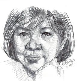 Evie O. Bridges: 'Olive', 2012 Pen Drawing, Portrait. Artist Description:                     Rough Sketch                         ...