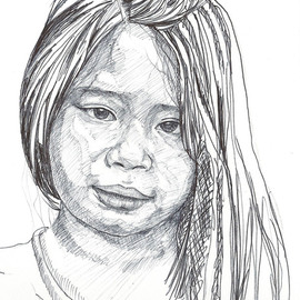 Evie O. Bridges: 'Ruth', 2012 Pen Drawing, Portrait. Artist Description:     Rough Sketch         ...