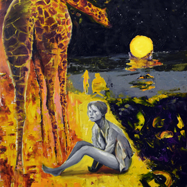 Giraffe and lady By Sergey Lutsenko