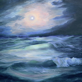 Sergey Lutsenko: 'Moonlight', 2016 Oil Painting, Seascape. 