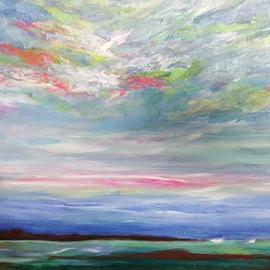 Valerie Leri: 'Incandescent Skies', 2017 Acrylic Painting, Seascape. Artist Description: Original painting with distressed wood frame. ...