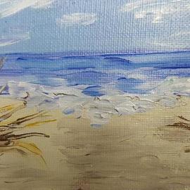 Valerie Leri: 'beach grass', 2017 Acrylic Painting, Beach. Artist Description: Original painting with distressed wood frame. ...